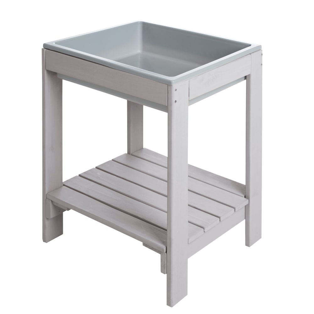 Mini table sable et eau en bois gris avec bac de jeu