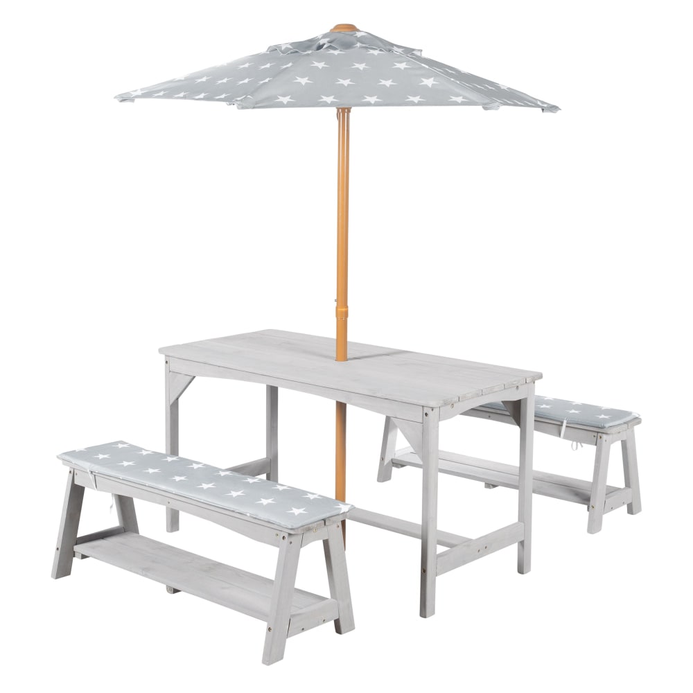 roba Kindersitzgruppe Outdoor mit Sitzauflage und Schirm - Grau style modern GRAU SPANPLATTE Kinder