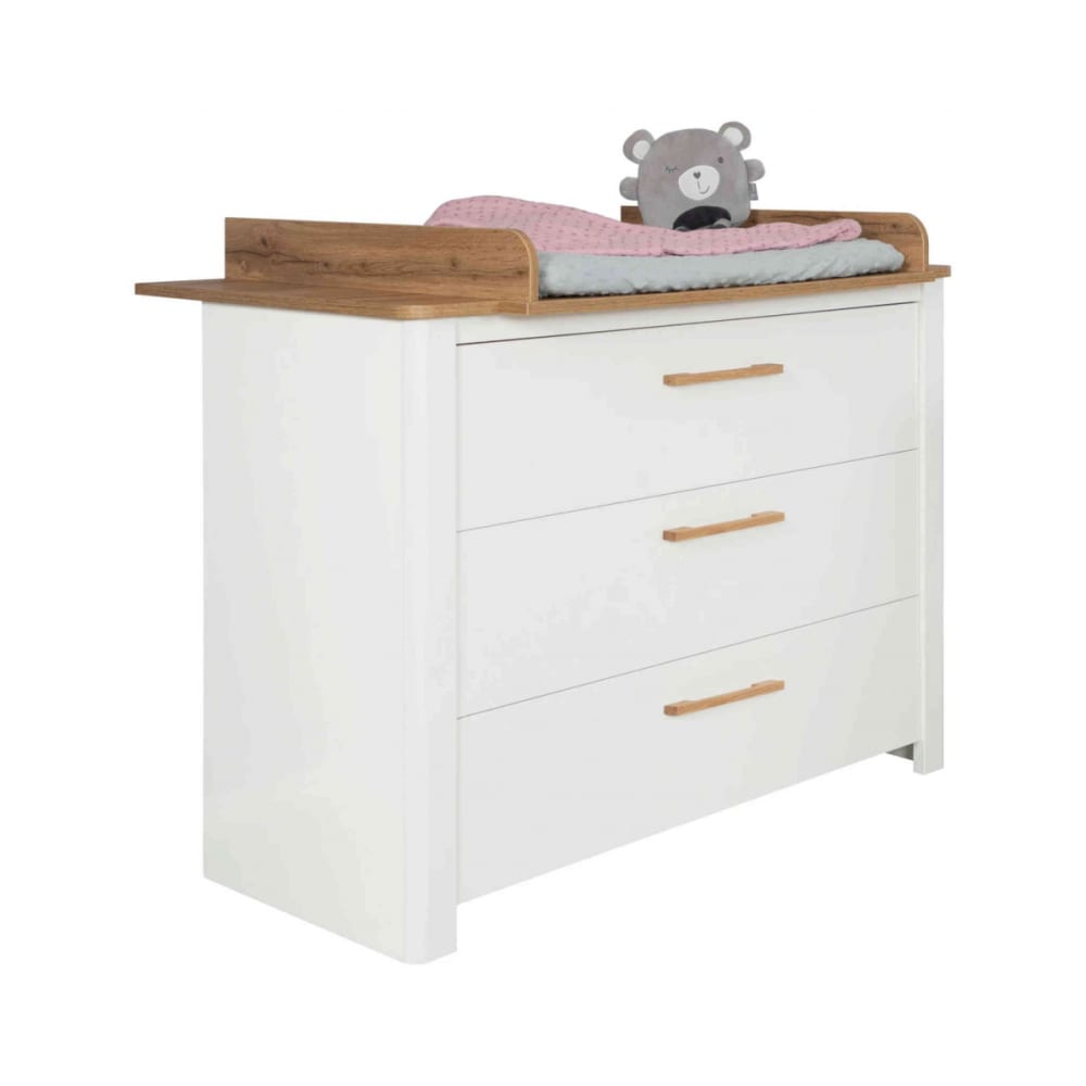Commode en bois chêne et blanc 3 tiroirs ava