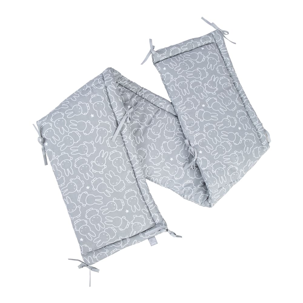 Tour de lit bébé lapin 170 cm en coton respirant gris