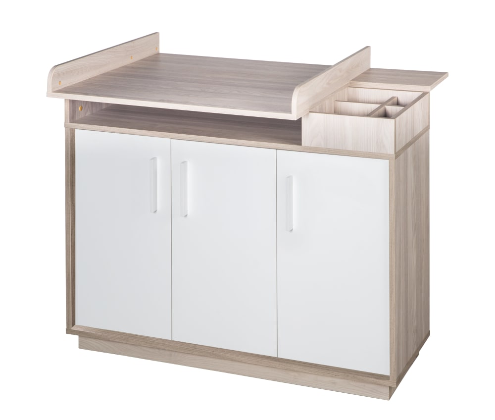 roba Wickelkommode breit, 3 Türen, Ablagefächer, Weiß/Luna Elm style modern WEISS SPANPLATTE Baby