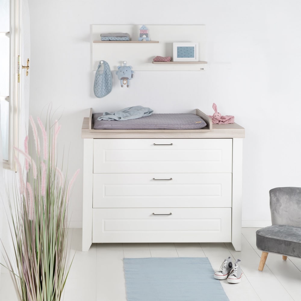 Commode à langer rustique 3 tiroirs blanc et effet bois - Maisons du Monde
