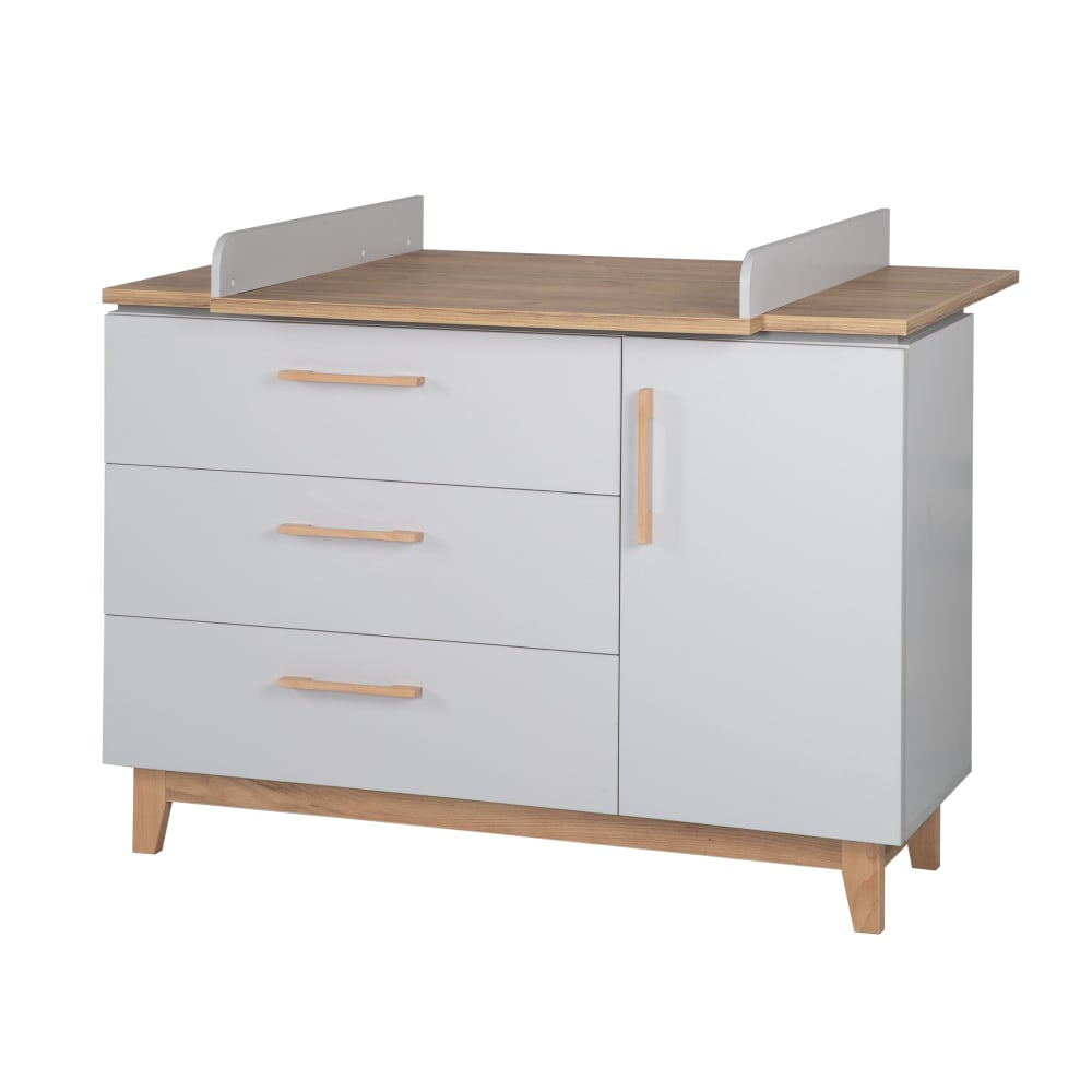 roba Wickelkommode breit, 1 Tür, 3 Schubladen, Grau/Goldeiche style modern GRAU SPANPLATTE Baby