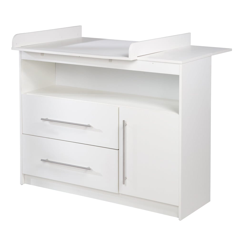 roba Wickelkommode breit, 1 Tür, 2 Schubladen, offenes Fach, Weiß style modern WEISS SPANPLATTE Baby
