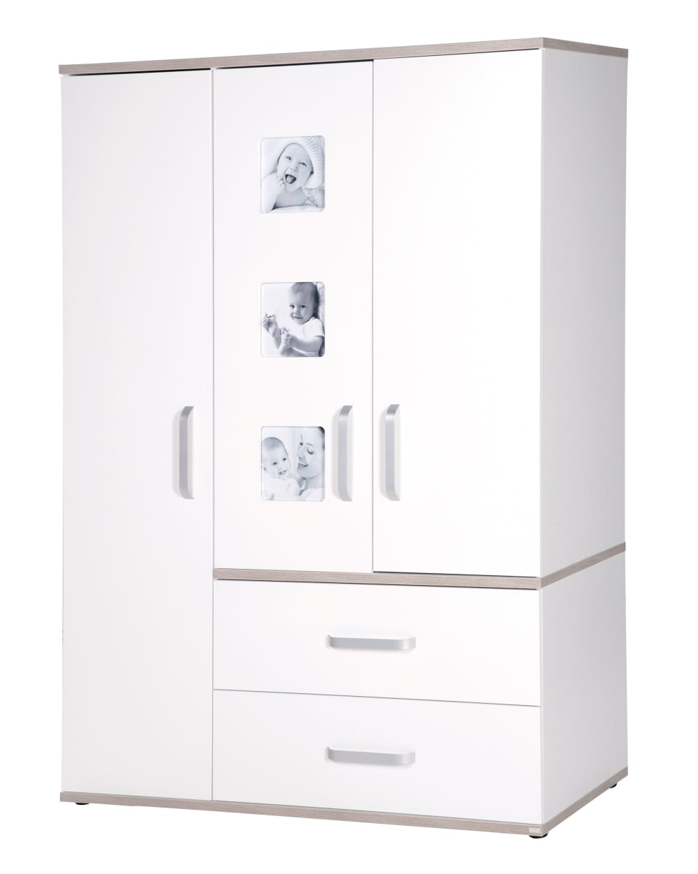 roba Kleiderschrank mit 3 Türen, 2 Schubladen, Bilderrahmen, Weiß style modern WEISS SPANPLATTE Kinder
