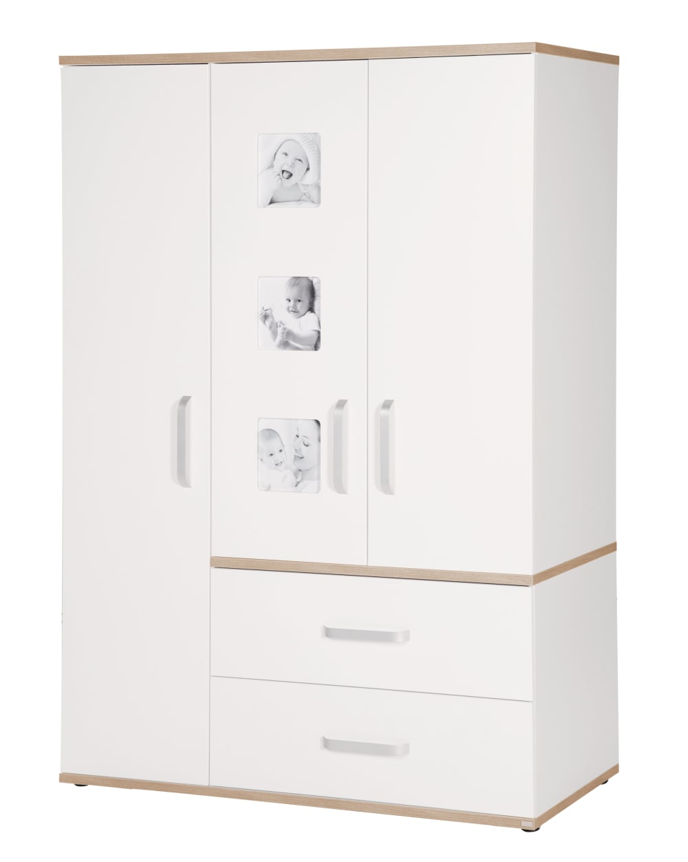 Armoire 3 portes, 2 tiroirs, cadre photo, blanc Armoire 3 portes, 2 tiroirs, cadre photo, blanc
