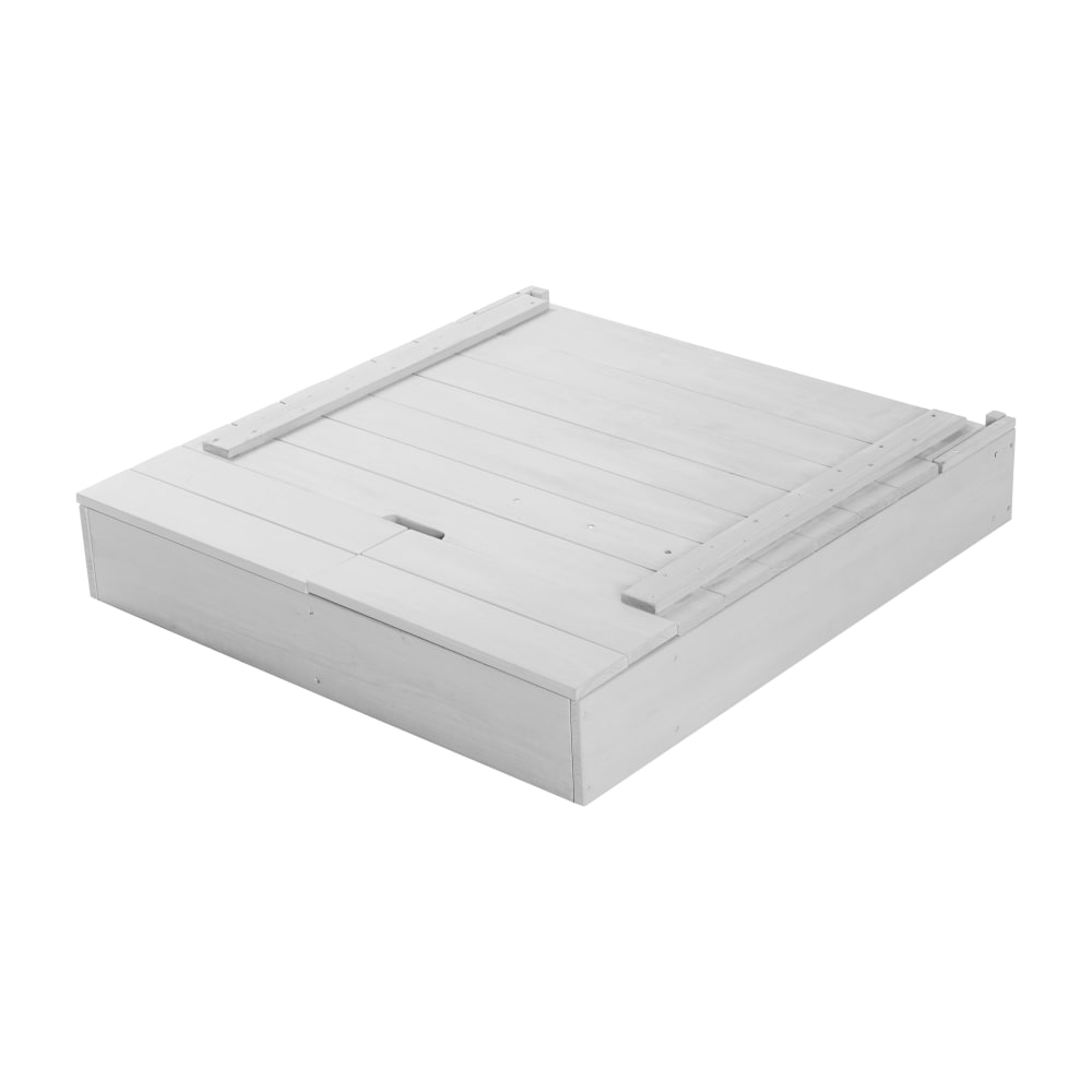 Sandkasten mit Deckel, aufklappbar, Tafel, 3 Haken, Grau -