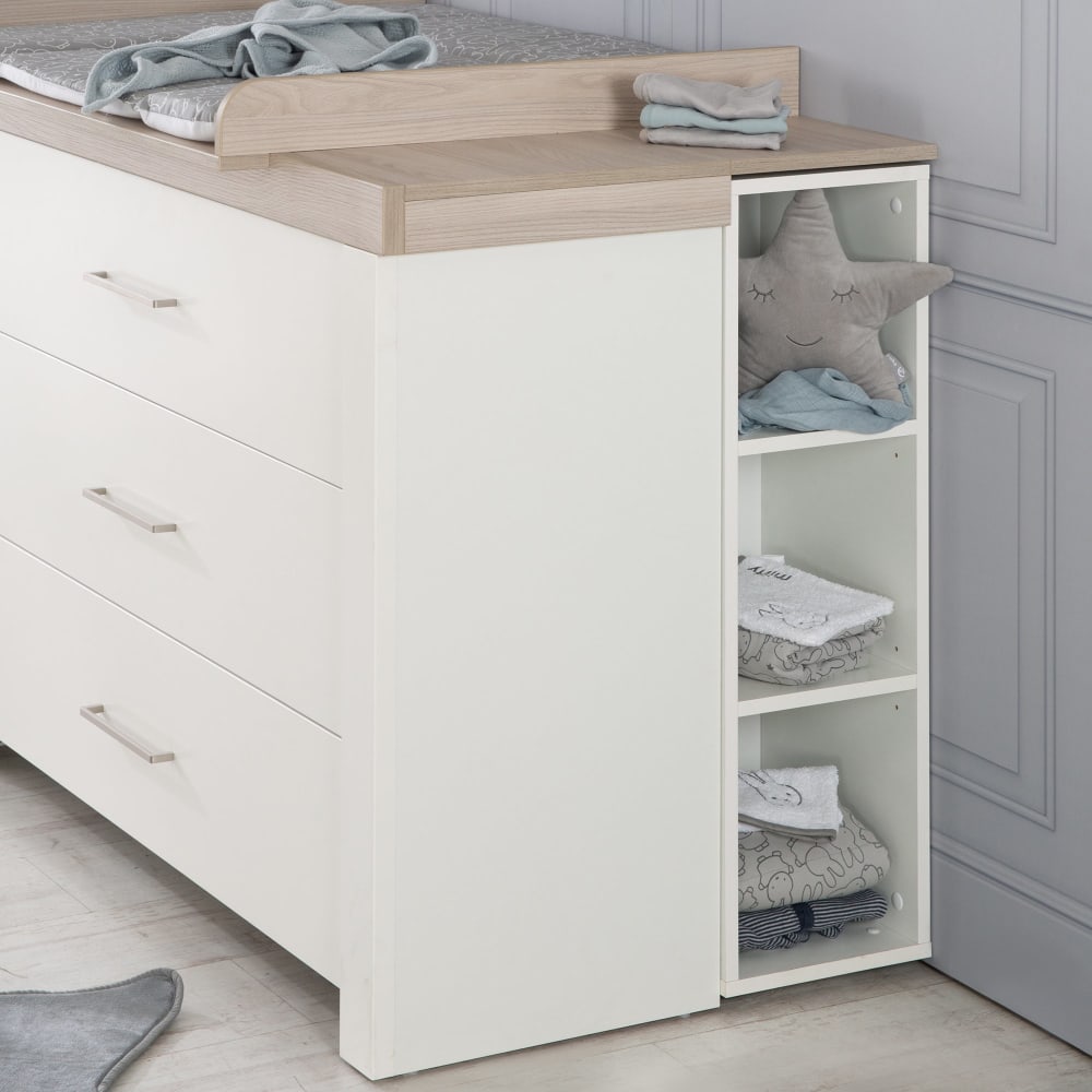 Étagère latérale avec 3 compartiments ouverts, blanc