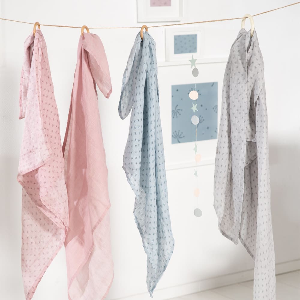 Puck- & Stilltuch Set aus Bio-Baumwolle, 120 x 120 cm, Grau -