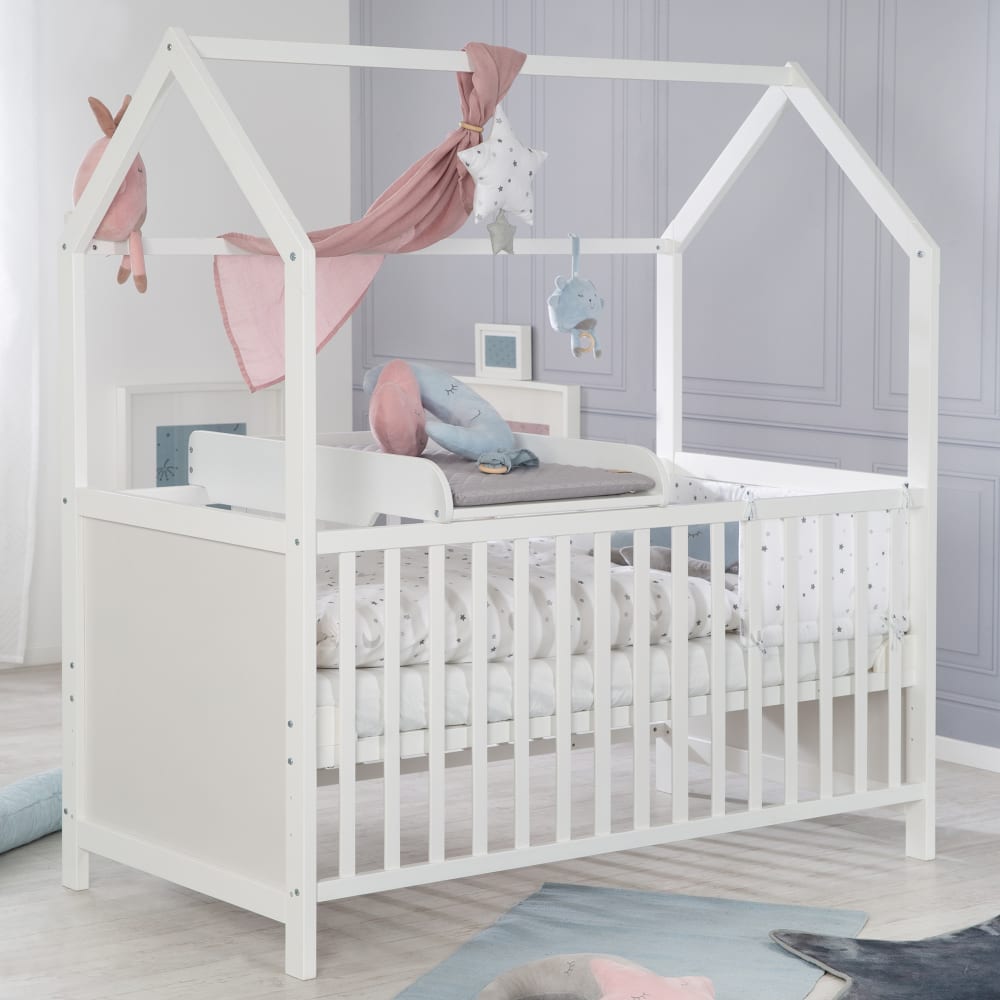 Lit cabane bébé 60x120 en bois blanc (Roba) - Image 3