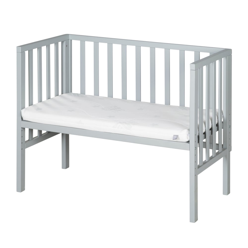 Lit cododo 90x45 avec matelas et barrière en bois gris taupe