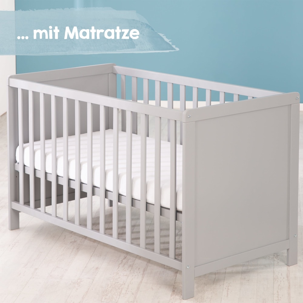 Lit bébé 60 x 120 cm taupe avec matelas - image 3