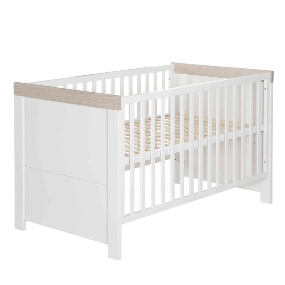 Mitwachsendes Baby-Gitterbett, 70X140Cm, Weiß/Luna Elm