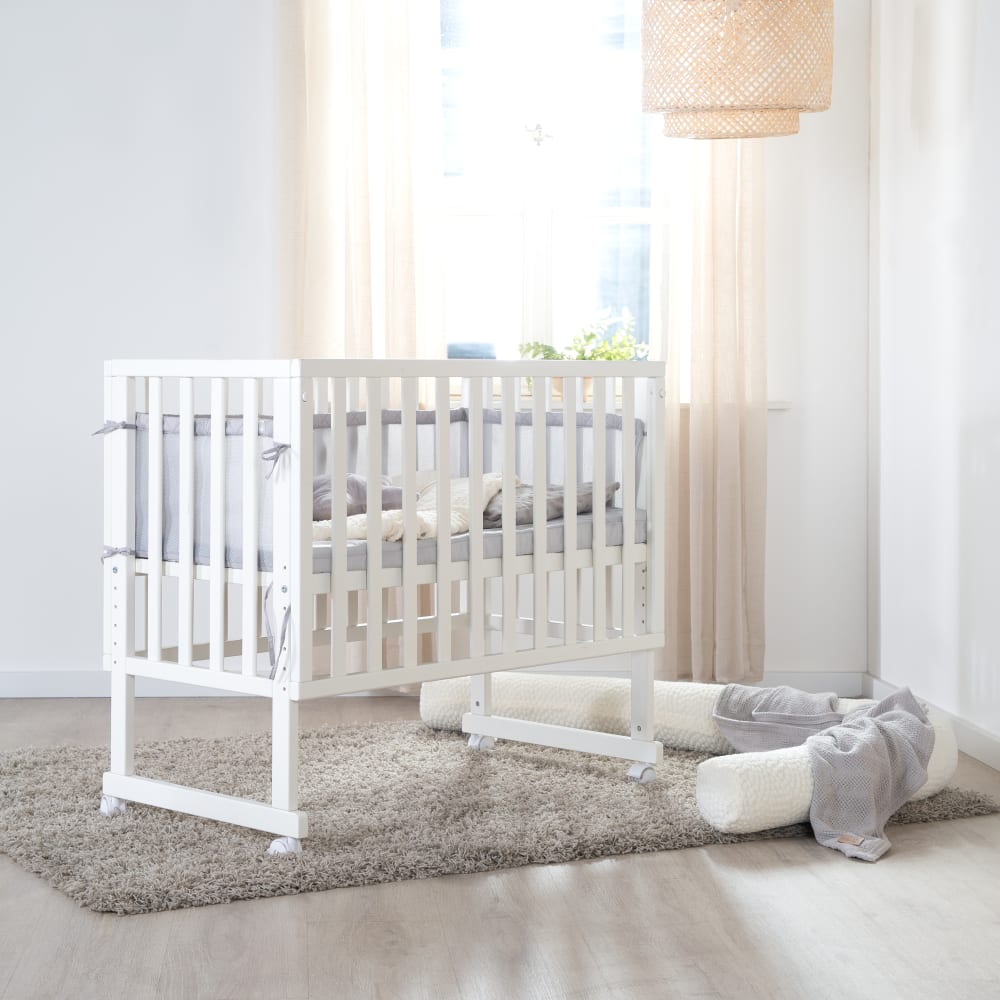 Berceau cododo 90x45 avec matelas & tour de lit en bois blanc