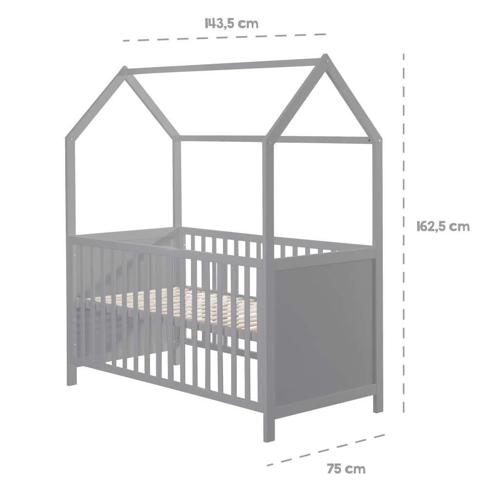 Gitterbett in Hausform 70x140 cm, Taupe - Maisons Du Monde
