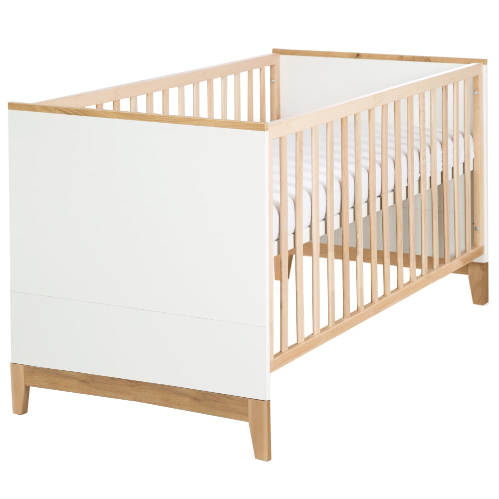 roba Mitwachsendes Baby-Gitterbett, 70x140cm, Weiß/Goldeiche style modern WEISS SPANPLATTE Baby