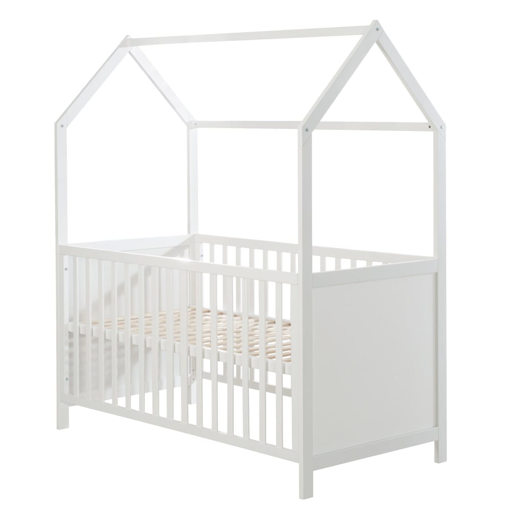 Gitterbett In Hausform 70X140 Cm, Weiß