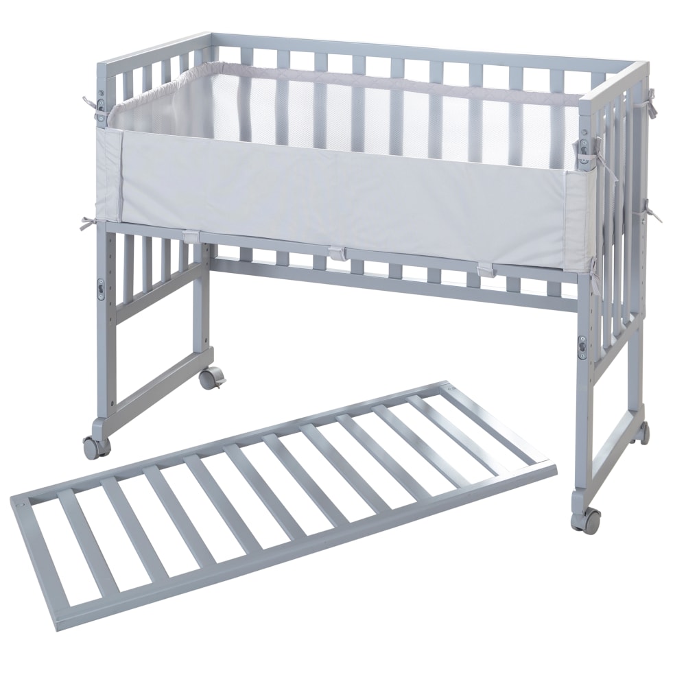 Berceau cododo 90x45 avec matelas & tour de lit en bois taupe (Roba) - Image 3