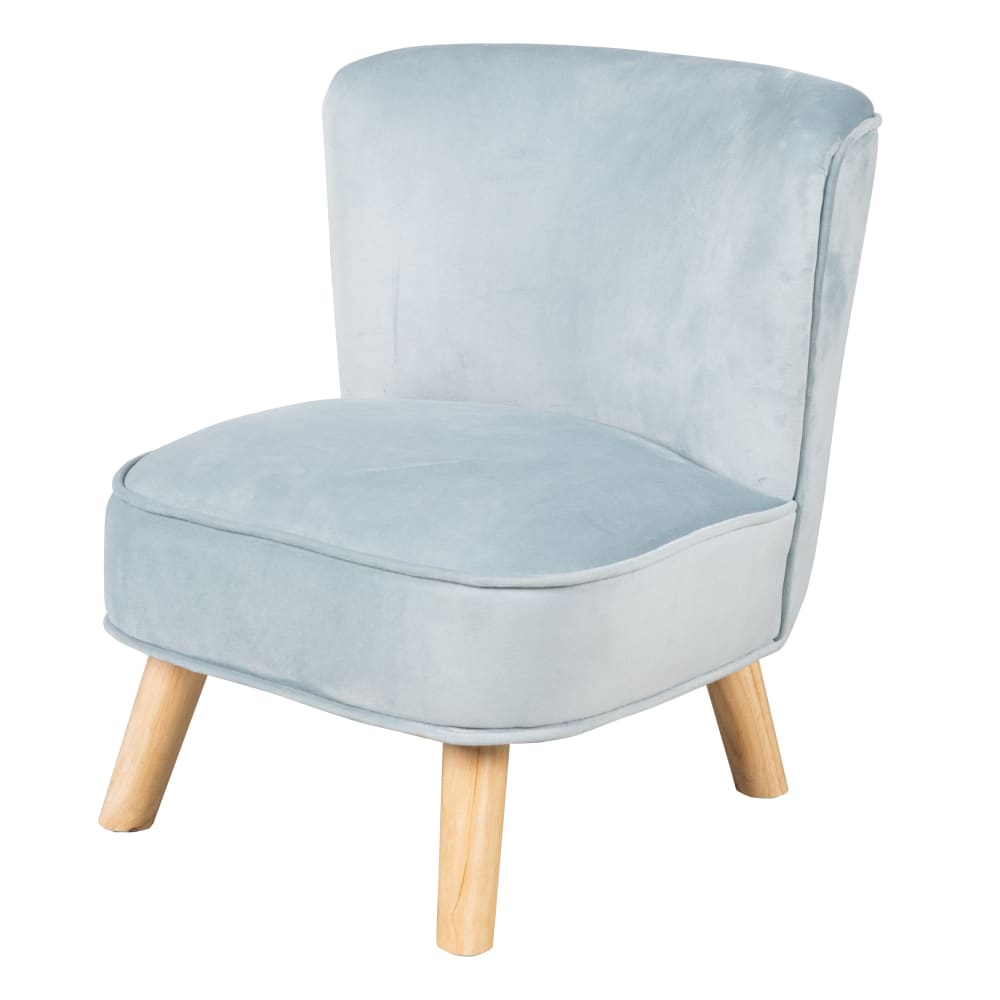 roba Kindersessel mit Holzfüßen, aus Samtstoff hellblau style modern Spanplatte Kinder
