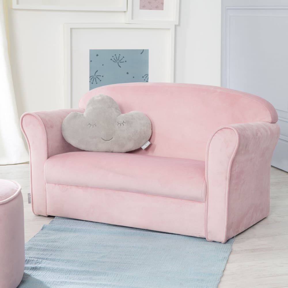 Kindersofa aus Samtstoff mit Armlehne - Rosa - Maisons Du Monde