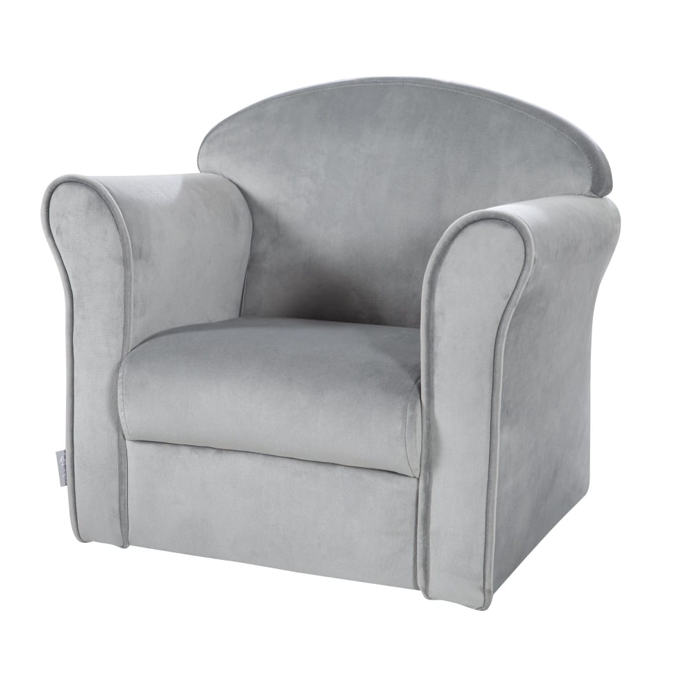 Fauteuil club pour enfant assise confortable en velours gris