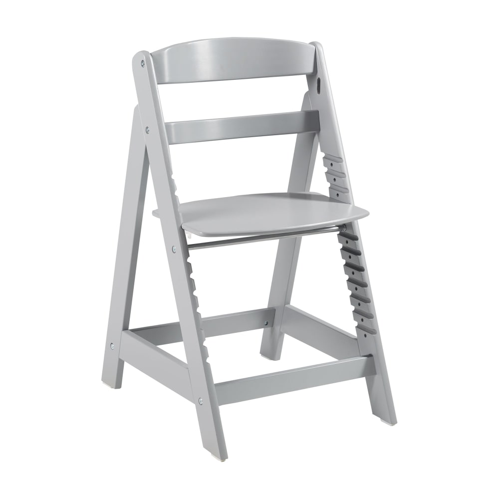 Chaise haute bébé évolutive en bois laqué gris taupe