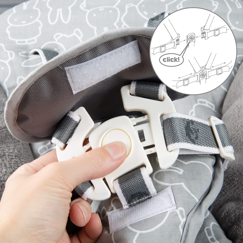 Chaise haute avec transat, natural-gris