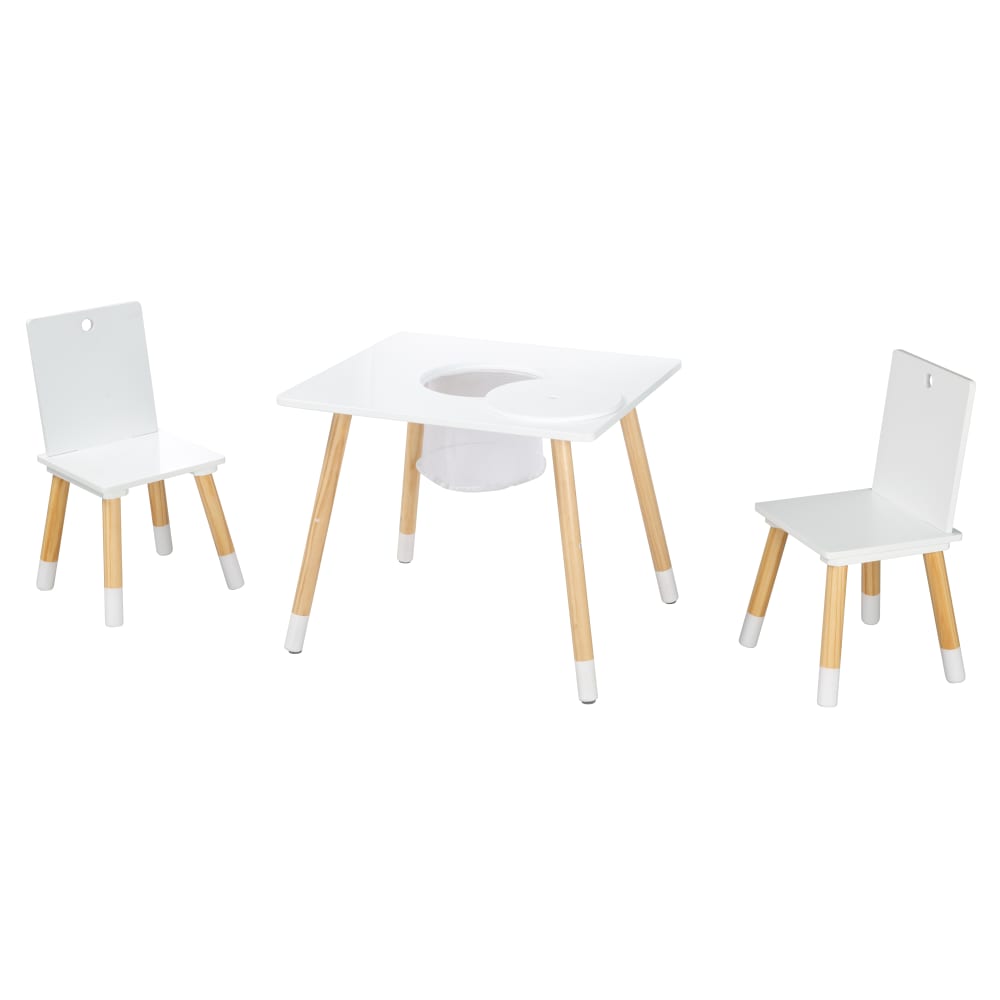 roba Kindersitzgruppe, 1 Tisch, 2 Stühle, Aufbewahrungsnetz, Weiß style modern WEISS SPANPLATTE Kinder