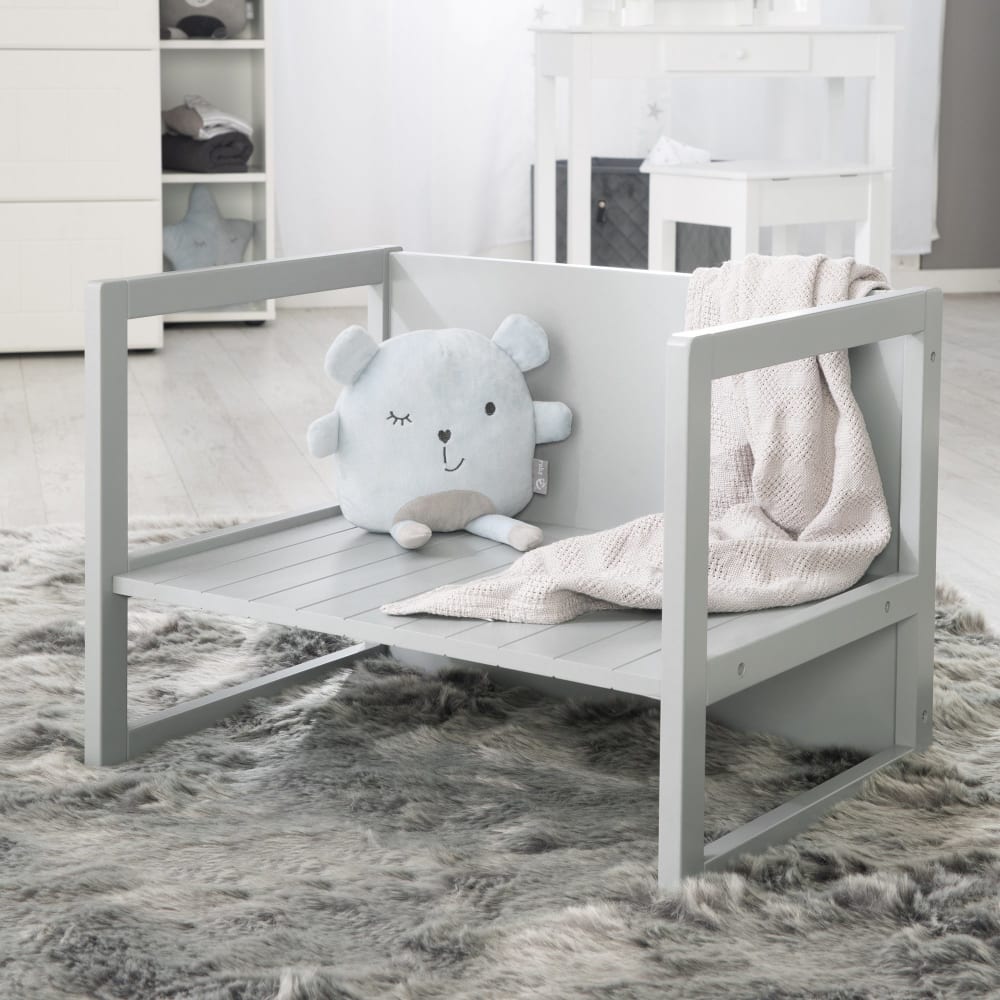 Ensemble table et chaise enfant réversibles en bois gris