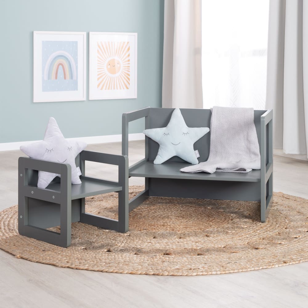 Ensemble table et chaise enfant réversibles en bois anthracite