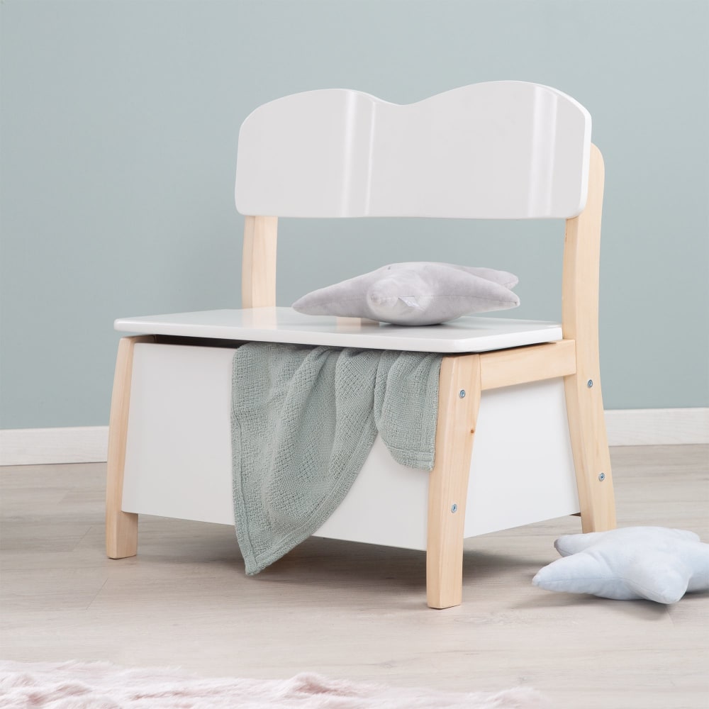 Banc coffre à jouets avec dossier en bois bicolore blanc - Maisons du Monde