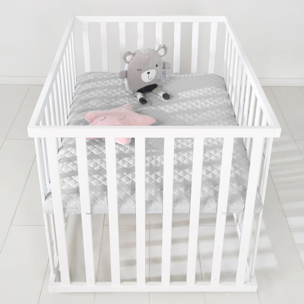 Parc bébé 75x100 réglable en bois blanc avec tapis gris (roba) - Image 2