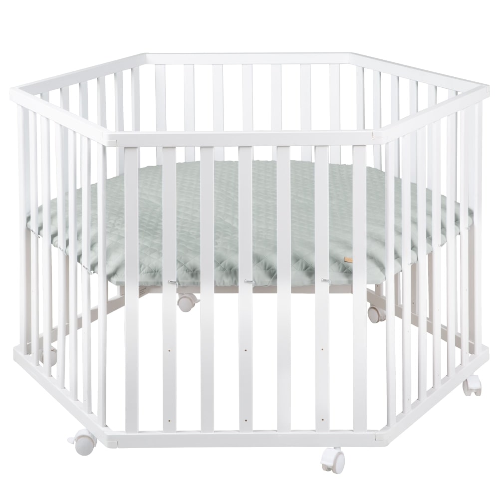 roba Laufgitter 6-eckig, höhenverstellbar, inkl. grüner Einlage style modern WEISS SPANPLATTE Baby