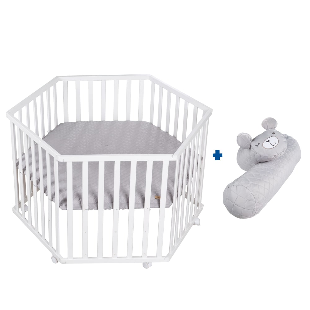 roba Laufgitter 6-eckig, höhenverstellbar, Bettschlange, Weiß style modern WEISS SPANPLATTE Baby