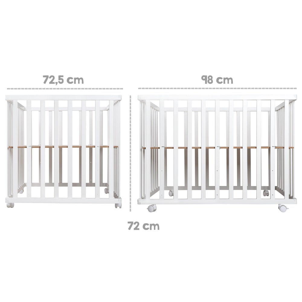Parc à roues 75x100 réglable avec tour étoilé en bois blanc (Roba) - Image 2