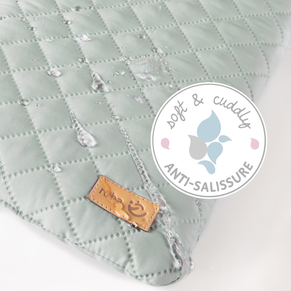 Parc bébé 75x100 réglable en bois blanc avec tapis vert (Roba) - Image 2