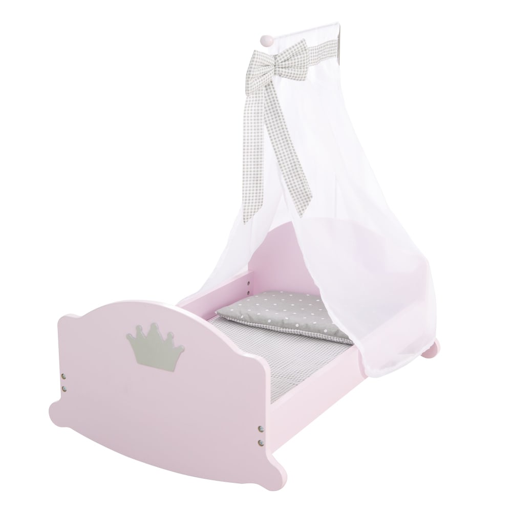 roba Puppenwiege inkl. textiler Ausstattung & Himmel, Rosa/Weiß ROSA SPANPLATTE Kinder