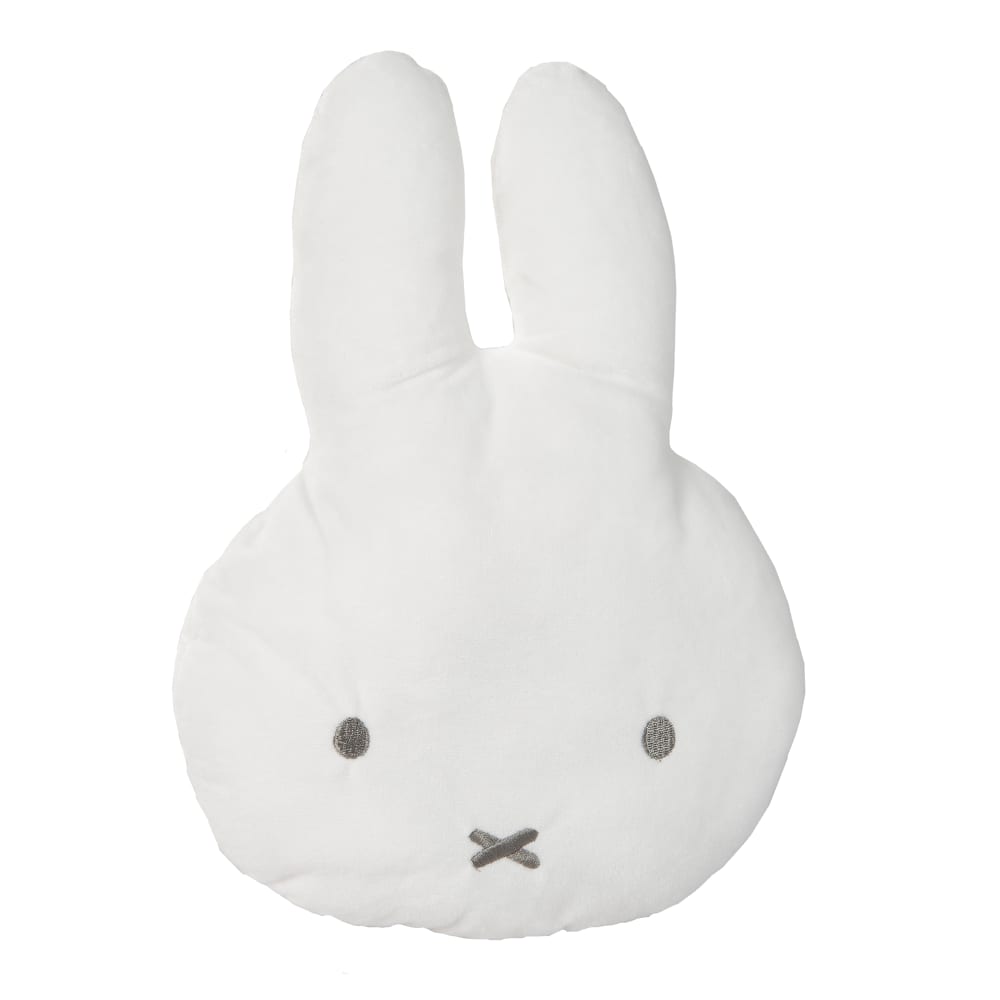Coussin enfant lapin en polaire blanc et gris
