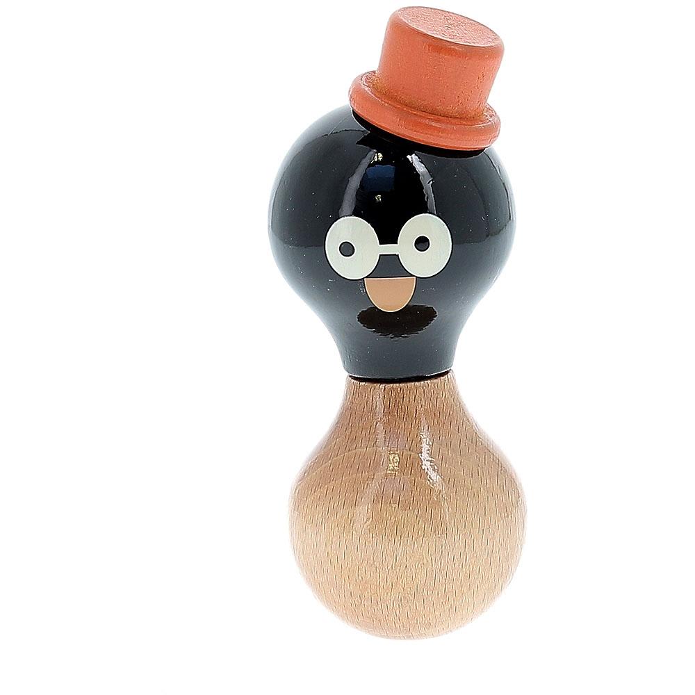 Vilac Hochet maracas rené le pingouin Noir Bois - 6x16x6cm