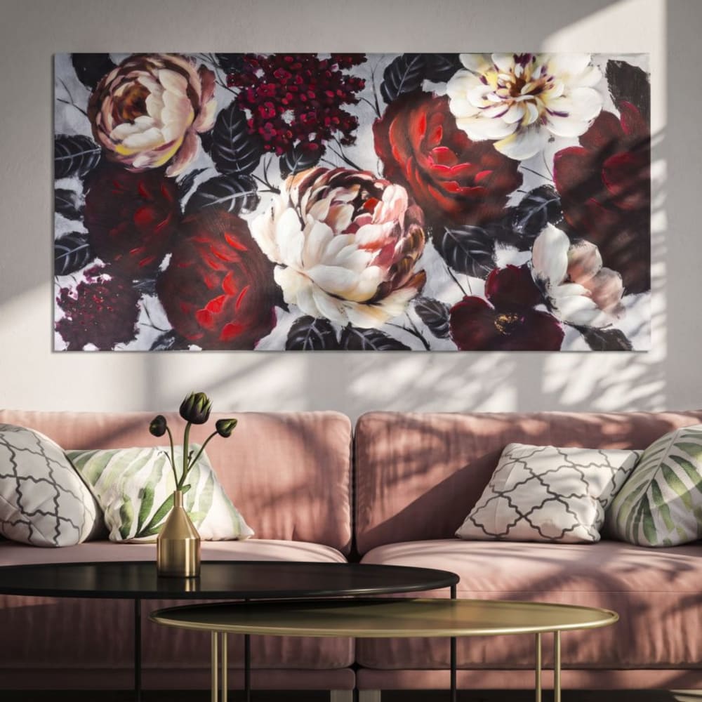 Dipinto su tela multicolore fiori cm 150x3,8x76 - Modello Classico chic - Multicolore - LEGNO