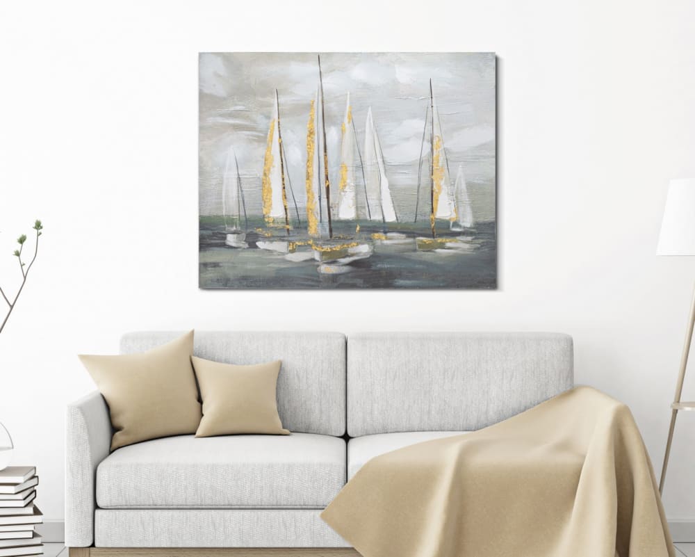 Dipinti su tela multicolore barche a vela cm 100x2,8x80 - Mauro