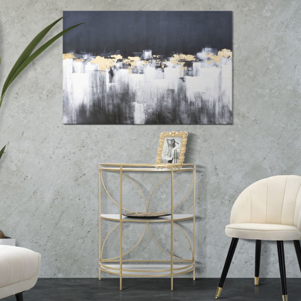 Mauro Ferretti Abstrakter, mehrfarbiger Leinwanddruck 80x3x120 cm style modern - Holz
