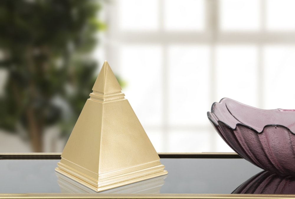 Piramide in metallo dorata cm 11,5x11,5x15,5 - Mauro Ferretti