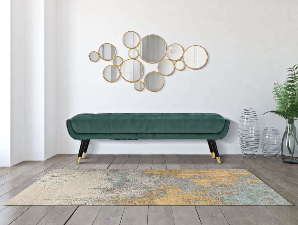 Panneau décoratif 3D en métal doré et miroir 100x2,3x51,5 cm