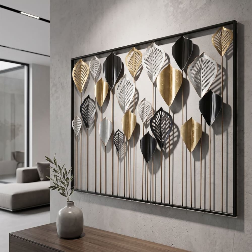 Pannello decorativo 3d in metallo multicolore cm 120x2,5x78,5 - Modello Classico chic - Metallo