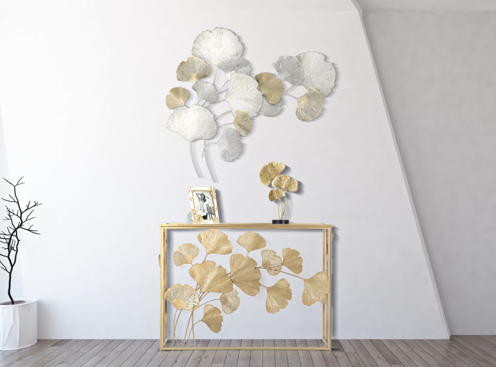 Pannello decorativo 3d in metallo argentato e dorato cm