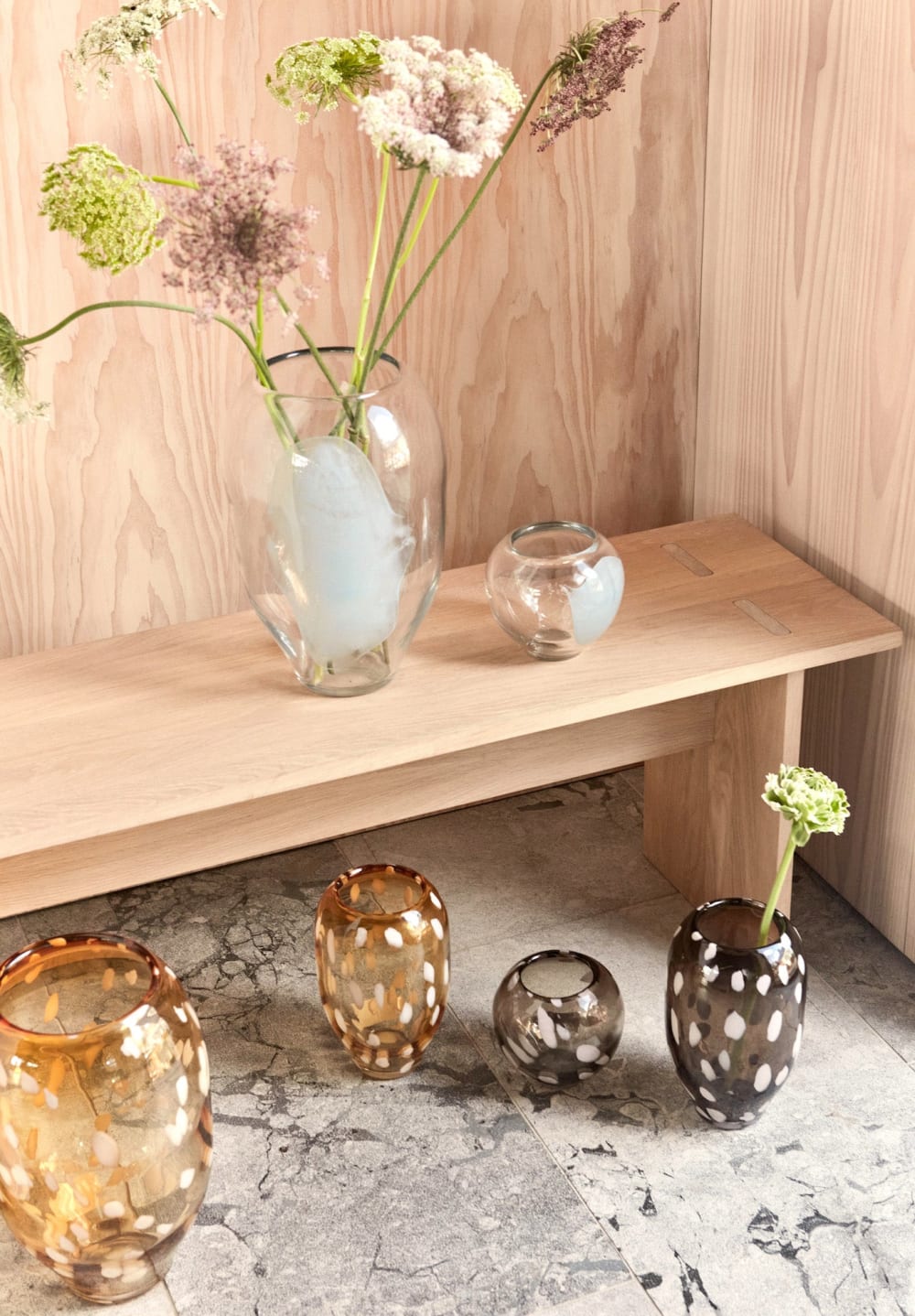 Vase orange en verre Ø21,5xH35cm — vue 3