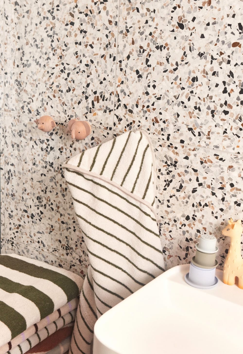 Serviette de bain blanc en coton organique H100x100cm (OYOY Living Design) - Image 3