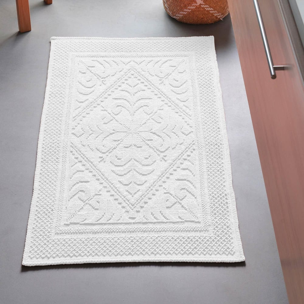 Tapis de bain en coton blanc 50x80cm