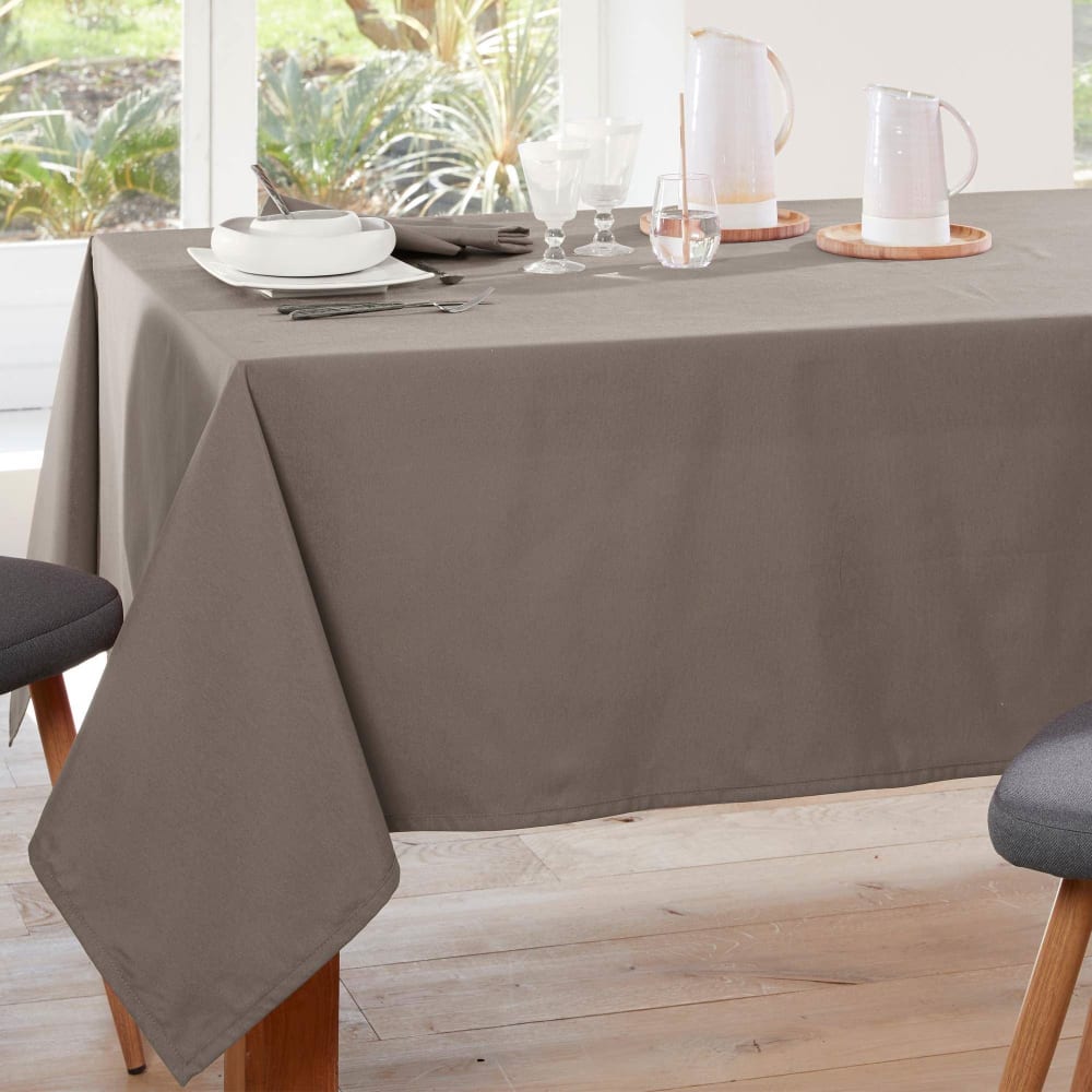 Nappe en coton marron taupe 140x200cm